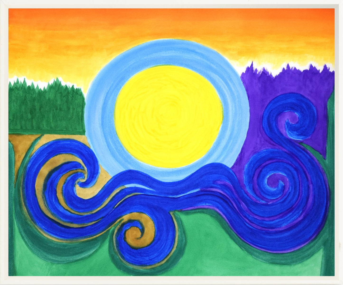 Framed Canvas Print Blue Swirl 10326